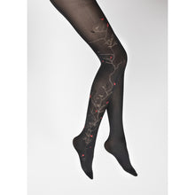 Charger l'image dans la galerie, Collant 40D Arbre Noir et Oiseaux Rouges - Berthe Aux Grands Pieds