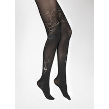 Charger l'image dans la galerie, Collant 40D Arbre Noir et Oiseaux Verts - Berthe Aux Grands Pieds