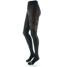 Charger l'image dans la galerie, Collant 40D Arbre Noir et Oiseaux Verts - Berthe Aux Grands Pieds