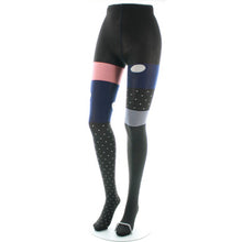 Charger l'image dans la galerie, Collant 60D Pois Asymétriques Noir et Gris - Berthe Aux Grands Pieds