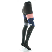 Charger l'image dans la galerie, Collant 60D Pois Asymétriques Noir et Gris - Berthe Aux Grands Pieds