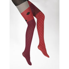 Charger l'image dans la galerie, Collant 60D Pois Asymétriques Rouge et Noir - Berthe Aux Grands Pieds