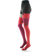 Charger l'image dans la galerie, Collant 60D Pois Asymétriques Rouge et Noir - Berthe Aux Grands Pieds