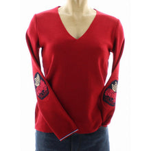 Charger l'image dans la galerie, Pull Femme Rouge Papillon Col V - Berthe Aux Grands Pieds