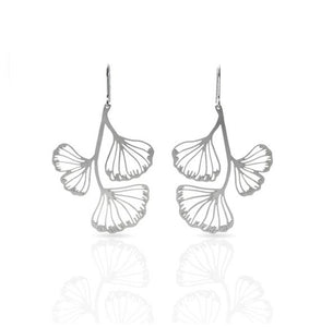 Boucles d'oreilles - GRANDES - GINKGO BILOBA Argent